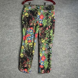 Soft Surroundings In Bloom Floral Slim Ankle Pants Petite Medium Pull-on